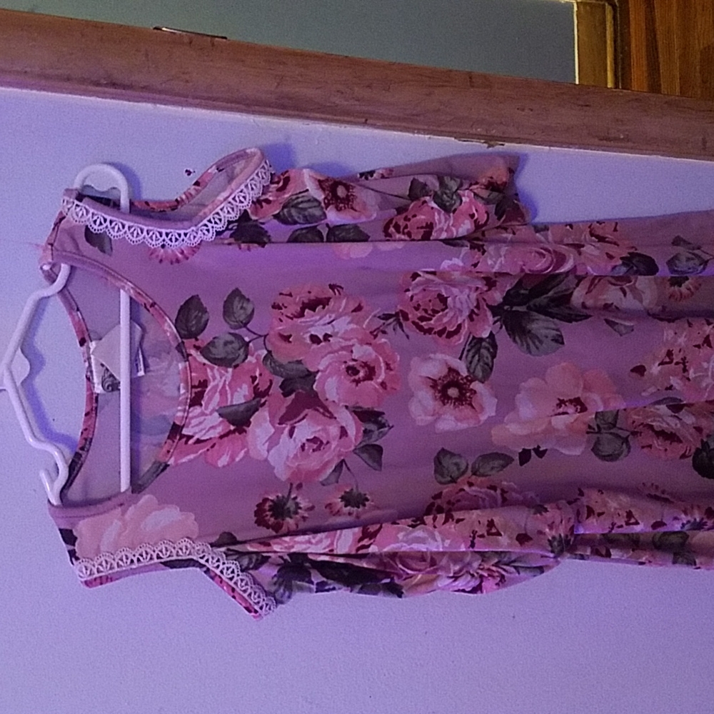Pink soft girls flower dress